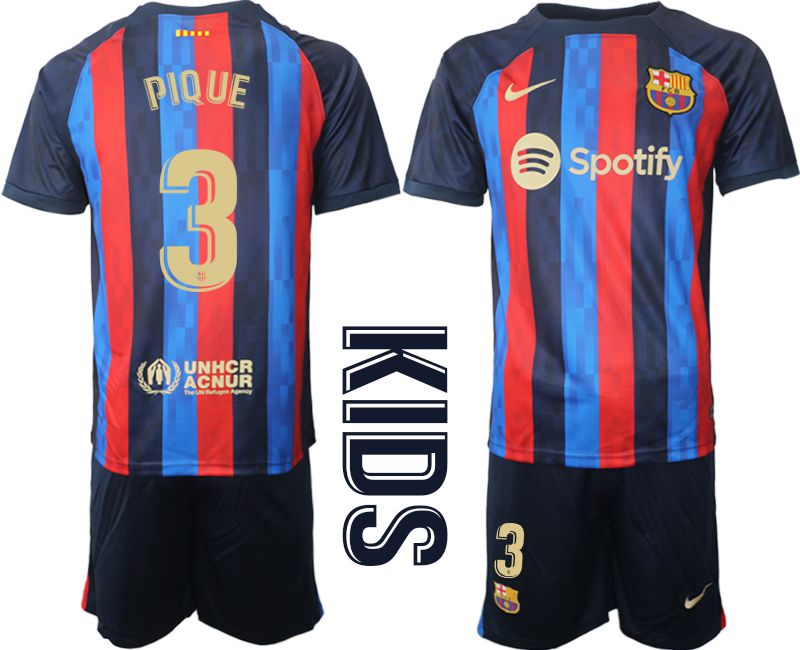 Youth 2022-2023 Club Barcelona home blue #3 Soccer Jersey